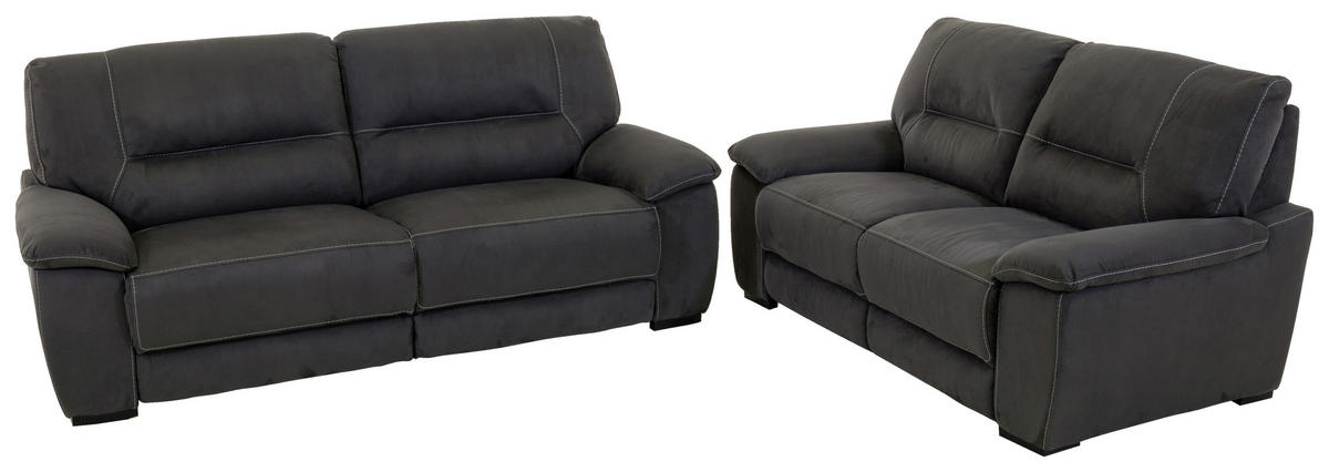 GARNITURA ZA SEDENJE tamnosiva  - tamnosiva/crna, Dizajnerski, tekstil (216/175/97/100cm) - Novel