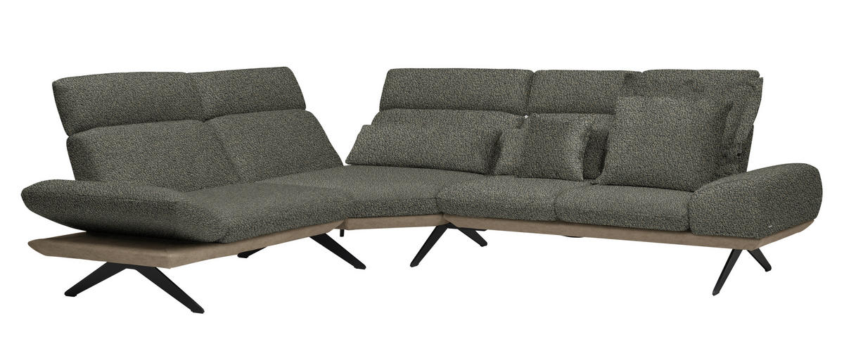 ECKSOFA in Flachgewebe Graubraun  - Graubraun/Schwarz, Design, Textil/Metall (270/239cm) - Koinor
