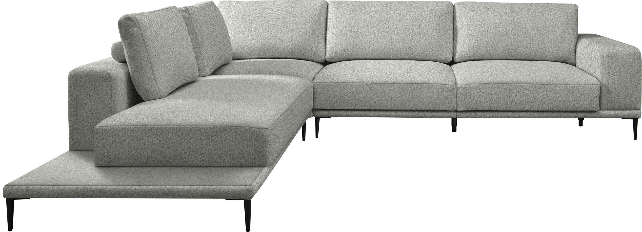 ECKSOFA Leinwand Hellgrau  - Hellgrau/Schwarz, Design, Textil/Metall (271/318cm) - Belluti