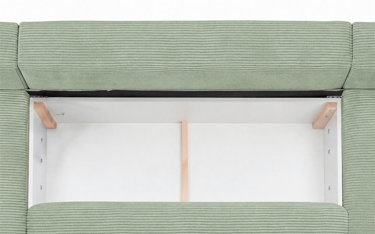 WOHNLANDSCHAFT  Cord Mintgrün  - Schwarz/Mintgrün, Basics, Holz/Holzwerkstoff (379/93/184cm) - MID.YOU