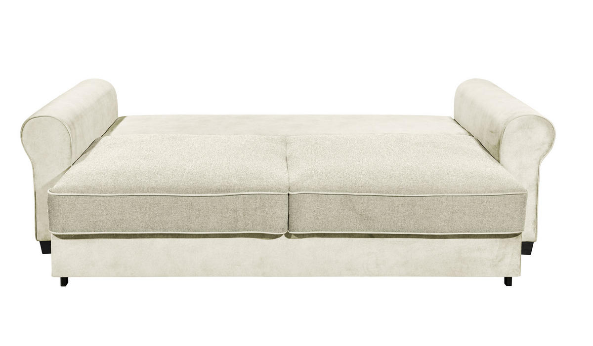 3-SITZER-SOFA in Webstoff, Mikrovelours Creme  - Creme/Schwarz, Design, Holzwerkstoff/Kunststoff (247/95/115cm) - MID.YOU