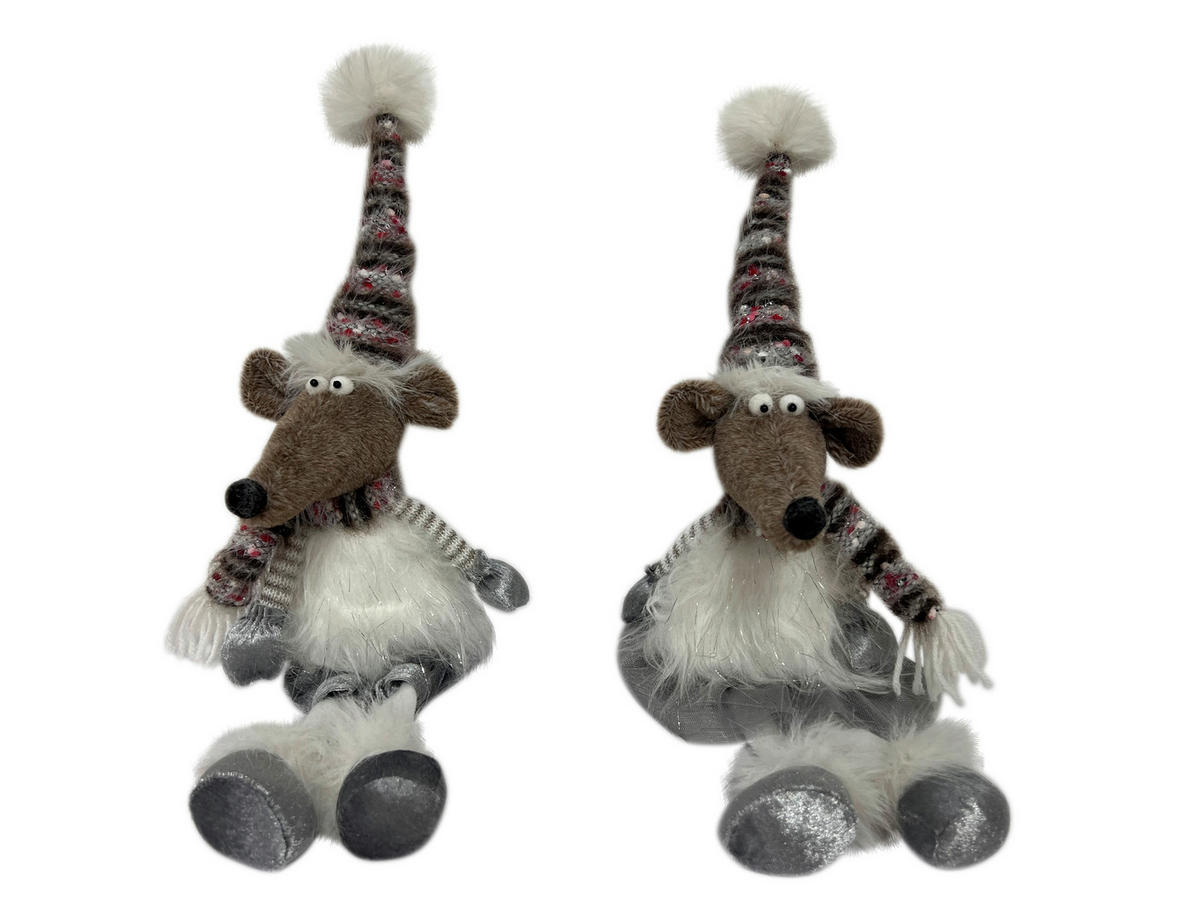 DEKOMAUS - Hellbraun/Rot, LIFESTYLE, Textil/Stein (15/48/15cm) - X-Mas