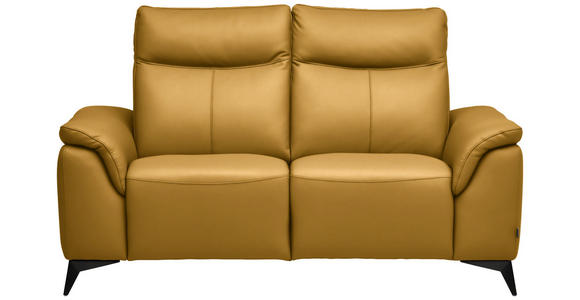 2-SITZER-SOFA  in Echtleder Currygelb   - Currygelb/Schwarz, Design, Leder/Metall (176/105/98cm) - Belluti