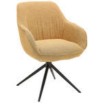 ARMLEHNSTUHL  Sitzfläche 360° drehbar, automatische Rückholfunktion Leinenoptik  - Schwarz/Orange, Design, Textil/Metall (64/84/61cm) - Novel