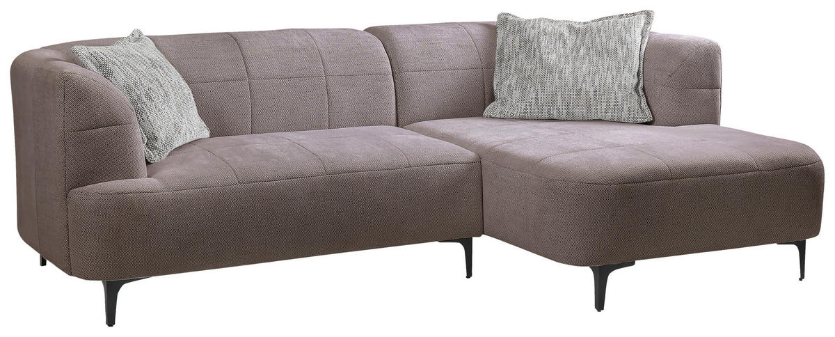 ECKSOFA in Struktur Taupe  - Taupe/Schwarz, Design, Textil/Metall (247/158cm) - MID.YOU
