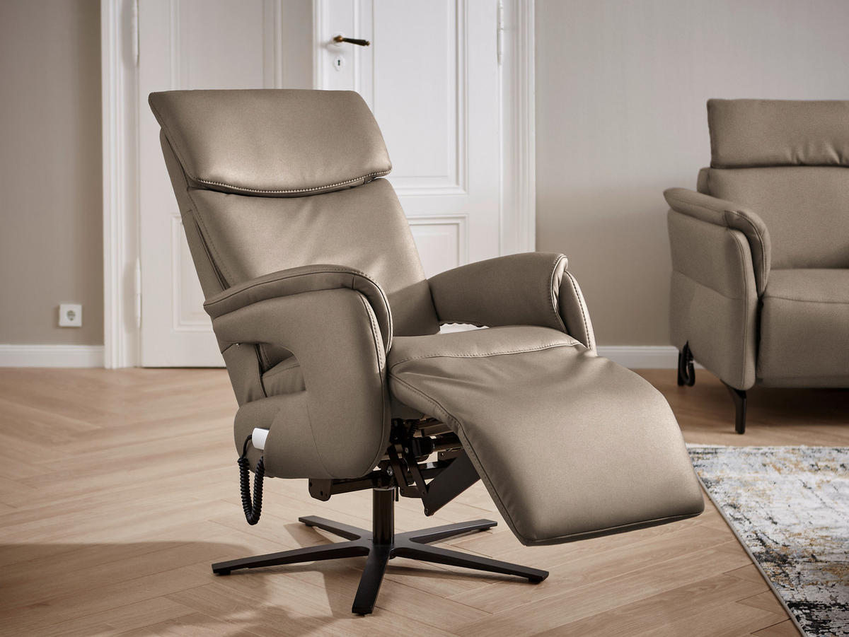 RELAXSESSEL in Textil Taupe  - Taupe/Schwarz, Design, Textil/Metall (70/117/85cm) - Dieter Knoll