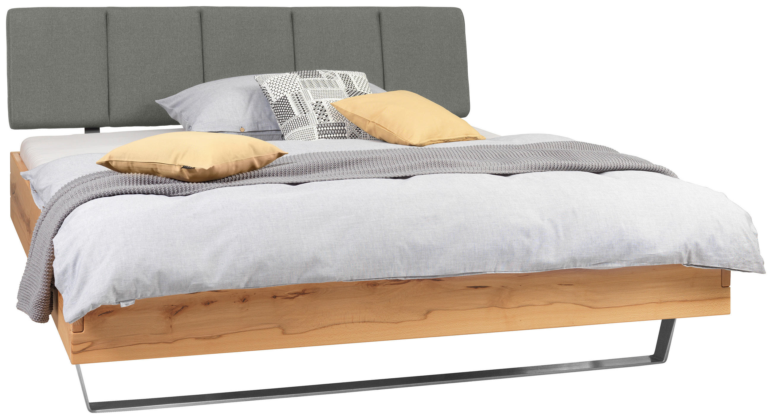 BETT 180/200 cm  in Grau, Buchefarben  - Anthrazit/Buchefarben, KONVENTIONELL, Holz/Textil (180/200cm) - Valnatura