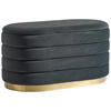 HOCKER Samt Dunkelgrau  - Dunkelgrau/Schwarz, Design, Textil/Metall (80/42/42cm) - MID.YOU