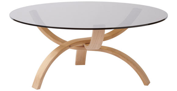 COUCHTISCH in Holz, Glas 100/100/45 cm  - Eichefarben, Design, Glas/Holz (100/100/45cm) - Novel