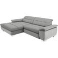 ECKSOFA in Mikrofaser Hellgrau  - Chromfarben/Hellgrau, Design, Textil/Metall (180/265cm) - Carryhome