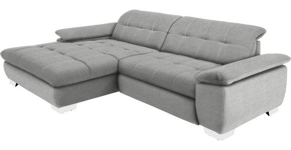 ECKSOFA in Mikrofaser Hellgrau  - Chromfarben/Hellgrau, Design, Textil/Metall (180/265cm) - Carryhome