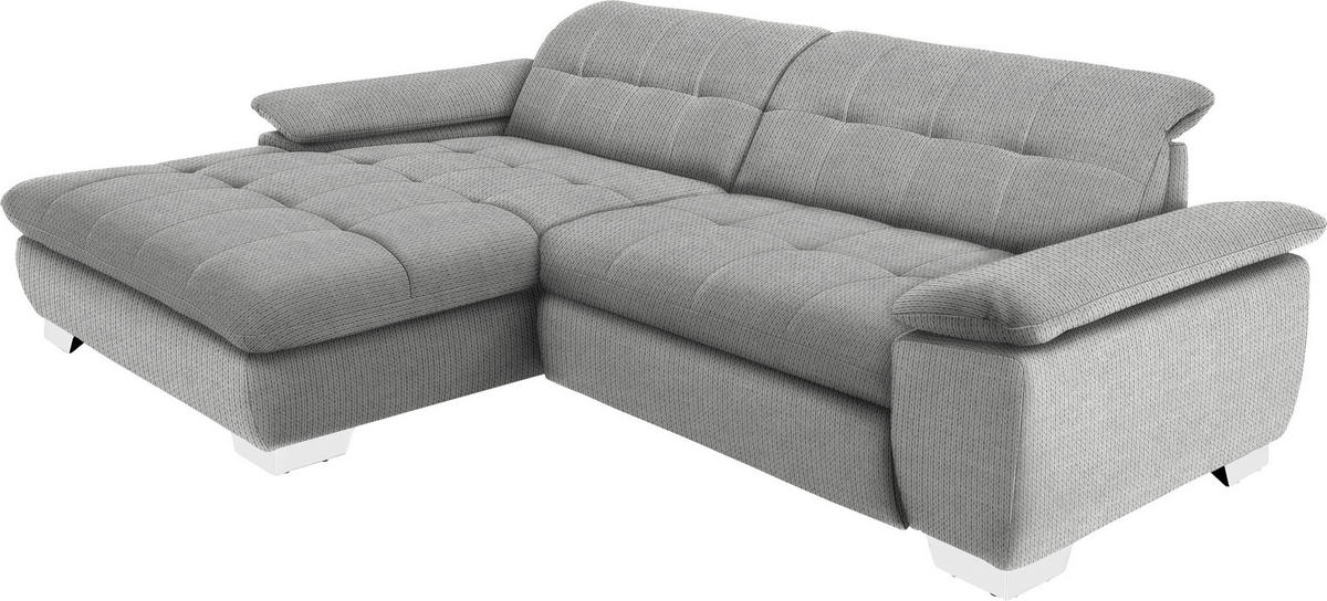 ECKSOFA in Mikrofaser Hellgrau  - Chromfarben/Hellgrau, Design, Textil/Metall (180/265cm) - Carryhome