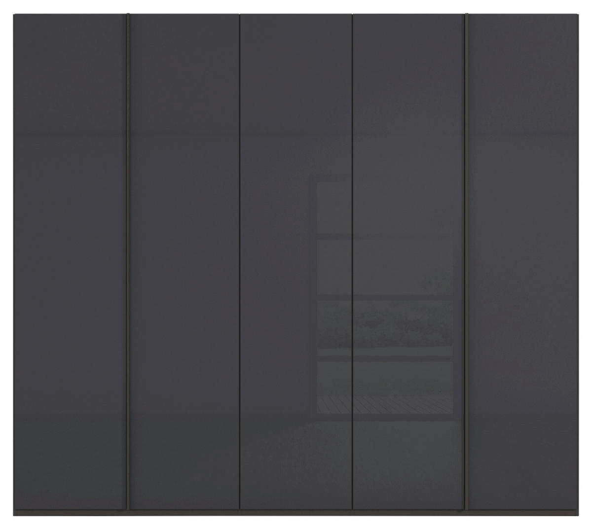DREHTÜRENSCHRANK 251/223/61 cm,  in Graphitfarben, 5-türig  - Graphitfarben, Basics, Glas/Holzwerkstoff (251/223/61cm) - Novel