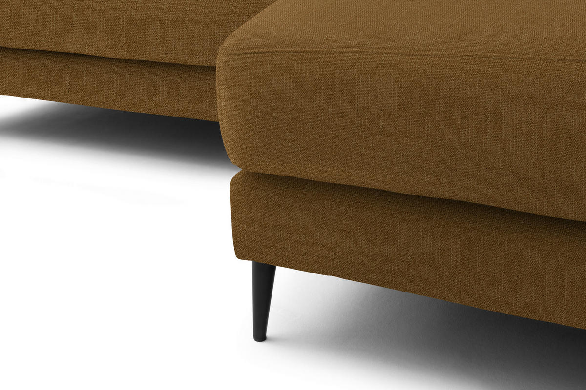 ECKSOFA in Flachgewebe Goldfarben  - Goldfarben/Schwarz, Design, Textil/Metall (253/177cm) - Dieter Knoll