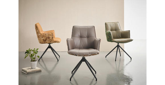 ARMLEHNSTUHL  Sitzfläche 360° drehbar, automatische Rückholfunktion Jacquard, Mikrofaser  - Graubraun/Schwarz, Design, Textil/Metall (59/89,5/63cm) - Novel