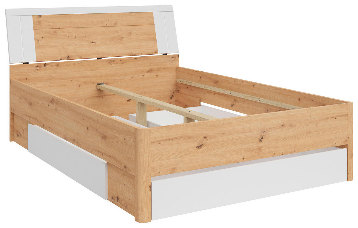 STAURAUMBETT  in Weiß, Eiche Artisan  - Graphitfarben/Weiß, KONVENTIONELL, Holzwerkstoff (140/200cm)
