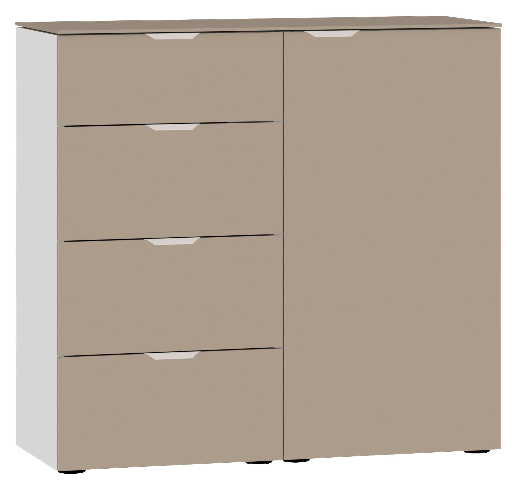 KOMMODE 90/87/43 cm  in Weiss, Hellbraun  - Hellbraun/Weiss, Design, Glas/Holzwerkstoff (90/87/43cm) - Jutzler