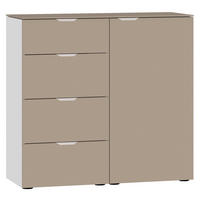 KOMMODE 90/87/43 cm  in Weiss, Hellbraun  - Hellbraun/Weiss, Design, Glas/Holzwerkstoff (90/87/43cm) - Jutzler