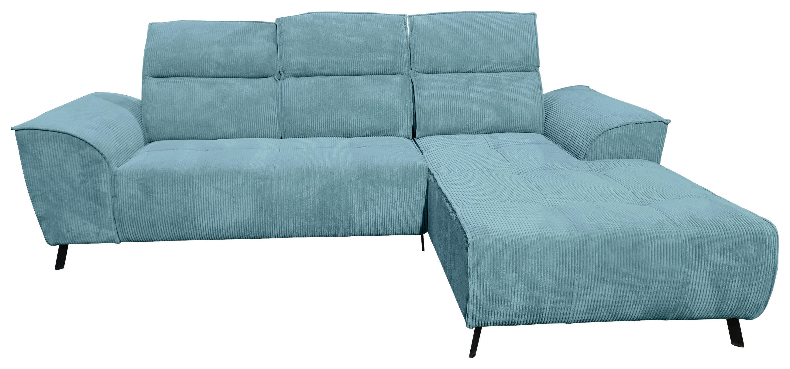ECKSOFA Türkis Cord  - Türkis/Schwarz, KONVENTIONELL, Textil/Metall (290/196cm) - Carryhome