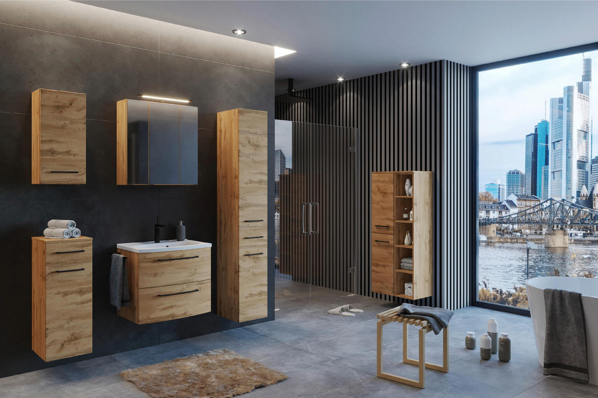 SKŘÍŇKA S UMYVADLEM, 60 cm - bílá/černá, Moderní, kov/kompozitní dřevo (60cm) - Held