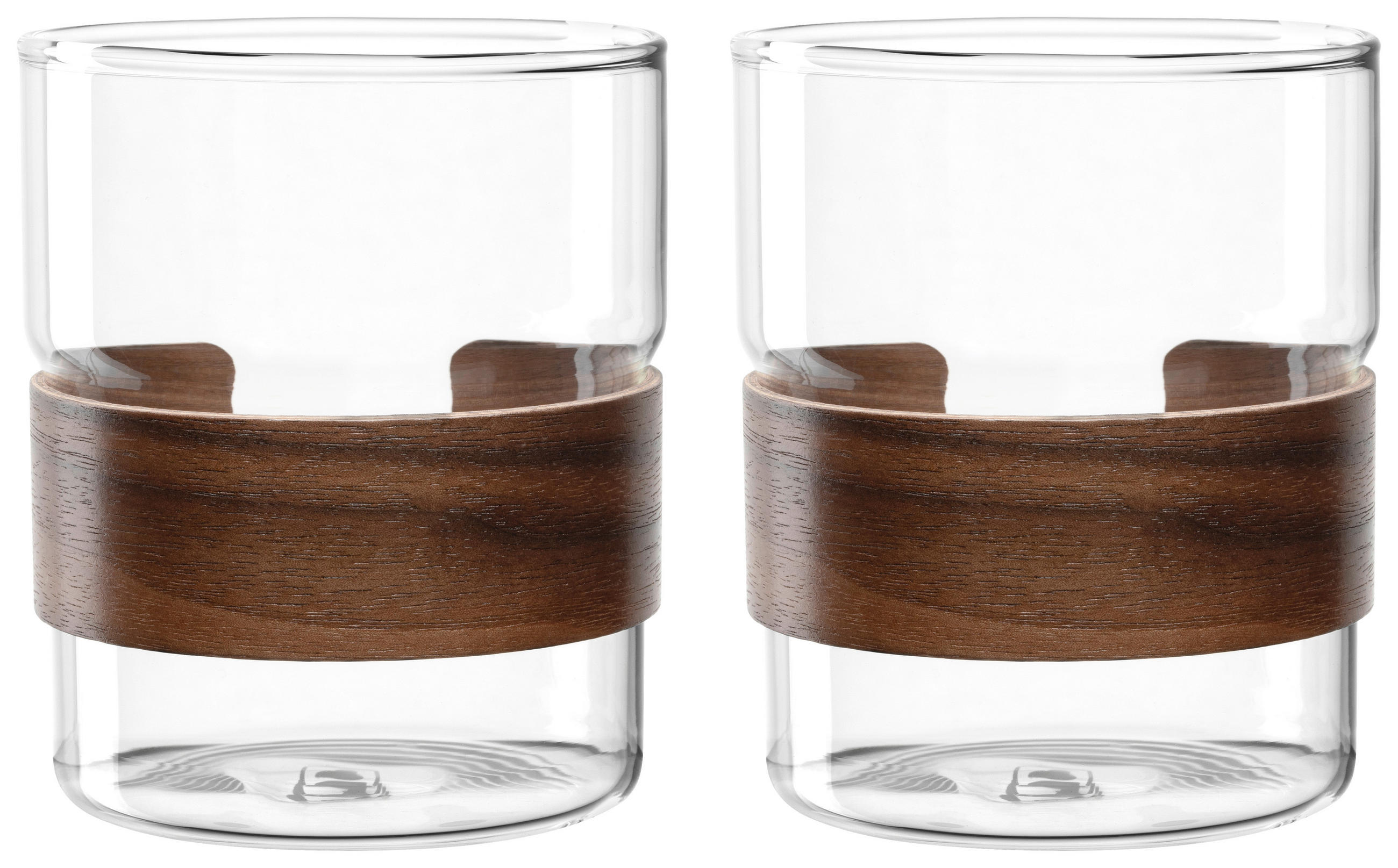 TEEGLAS NOVO LEGNO  2-teilig  - Klar/Braun, Design, Glas/Holz (8,3/10/8,3cm) - Leonardo