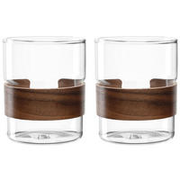TEÁSPOHÁR 2 részes 430 ml     - barna/átlátszó, Design, Üveg/fa (8,3/10/8,3cm) - Leonardo