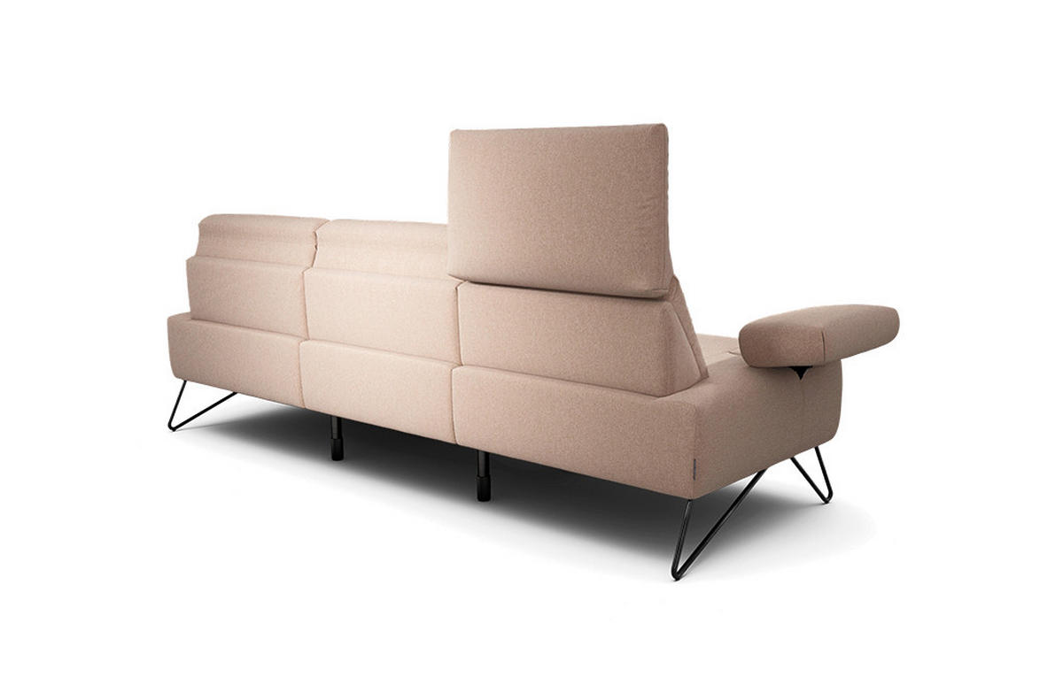 3-SITZER-SOFA in Chenille Rosa  - Schwarz/Rosa, Design, Textil/Metall (234-264/85/86-94cm) - SENSOO
