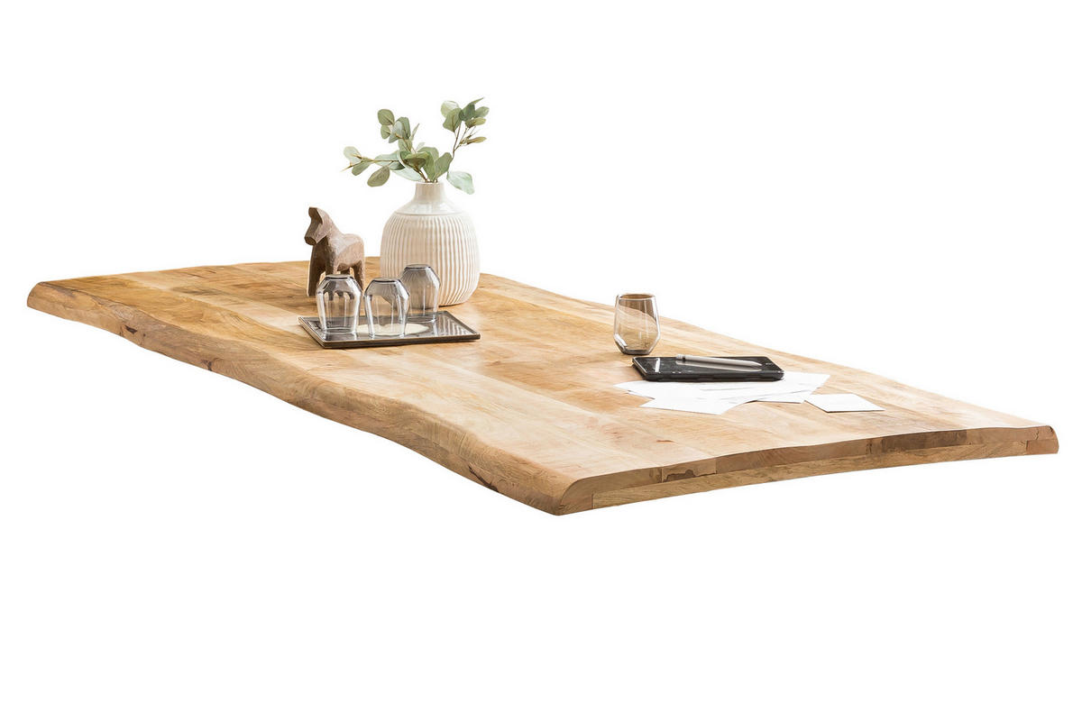 ESSTISCH 220/100/74 cm Echtholz  Holz, Metall rechteckig Naturfarben, Schwarz  - Schwarz/Naturfarben, MODERN, Holz/Metall (220/100/74cm) - MID.YOU