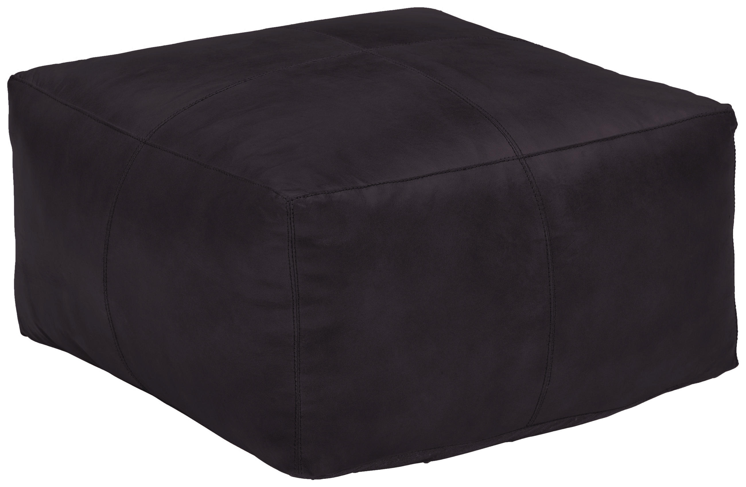POUF Schwarz 60/35/60 cm  - Schwarz, LIFESTYLE, Leder (60/35/60cm) - Livetastic