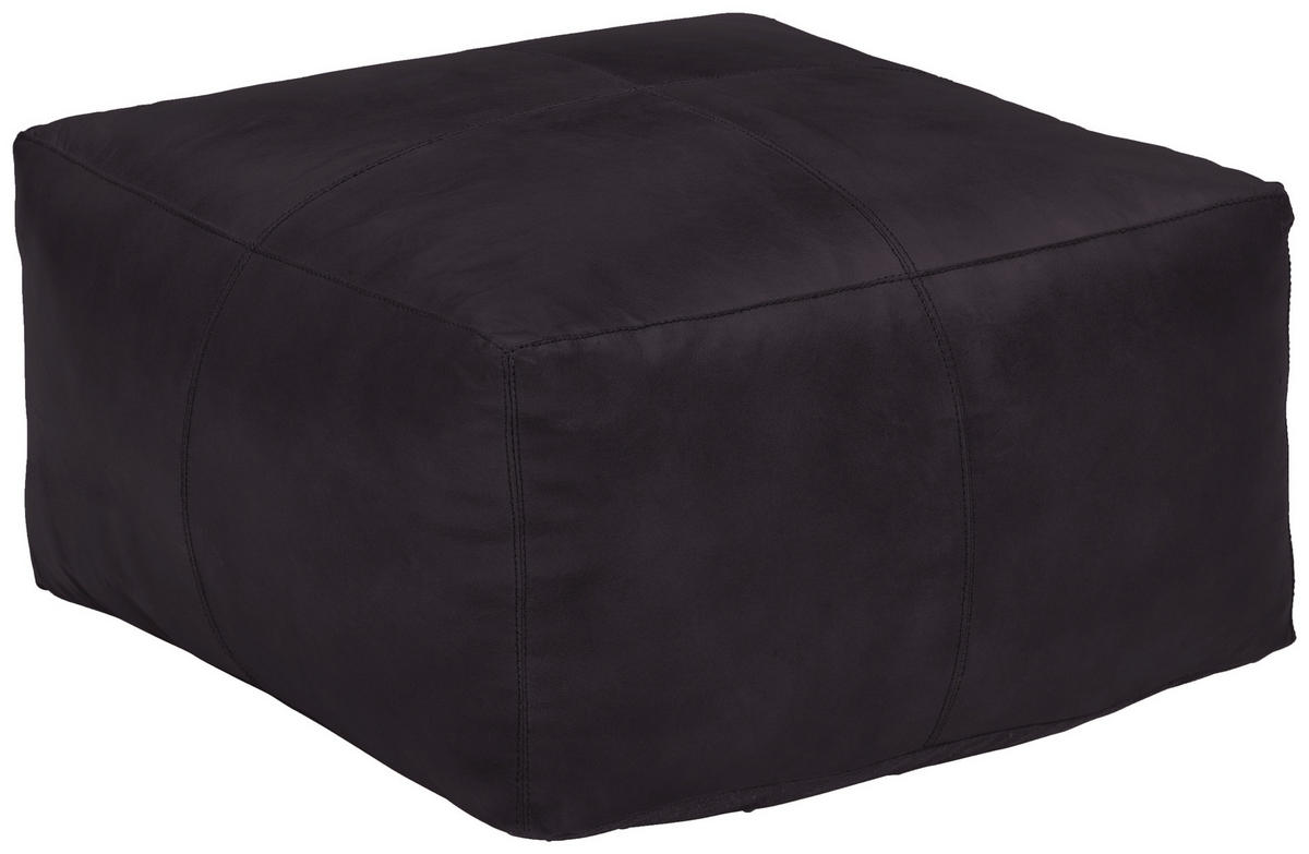 POUF Schwarz 60/35/60 cm  - Schwarz, LIFESTYLE, Leder (60/35/60cm) - Livetastic