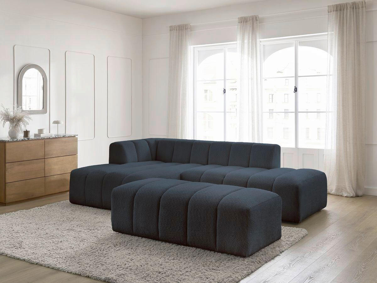 ECKSOFA  ANNECY Dunkelblau Bouclé  - Schwarz/Dunkelblau, MODERN, Kunststoff/Textil (170/262cm)
