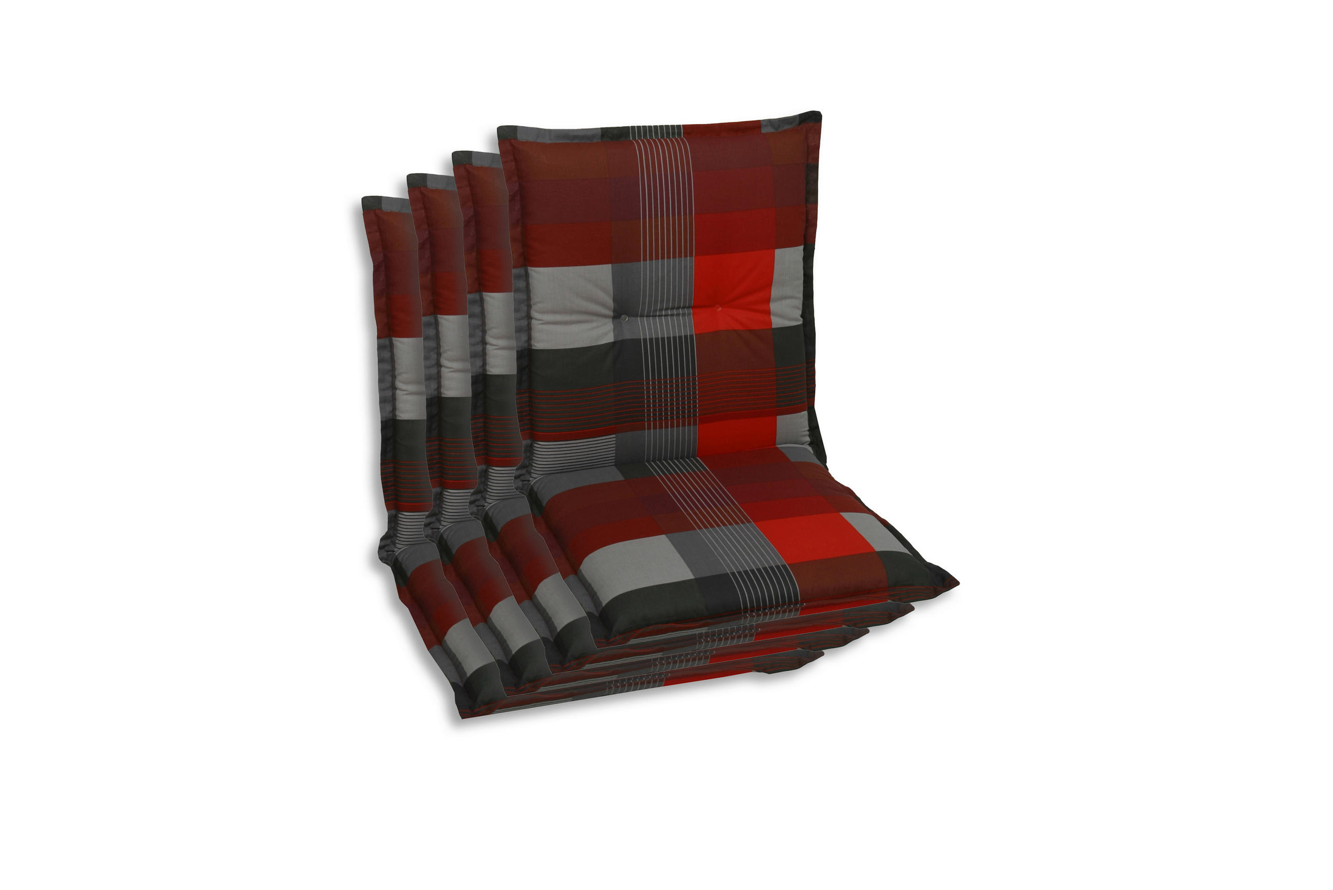 SESSELAUFLAGENSET Karo  - Dunkelgrau/Rot, Basics, Textil (50/7/100cm)