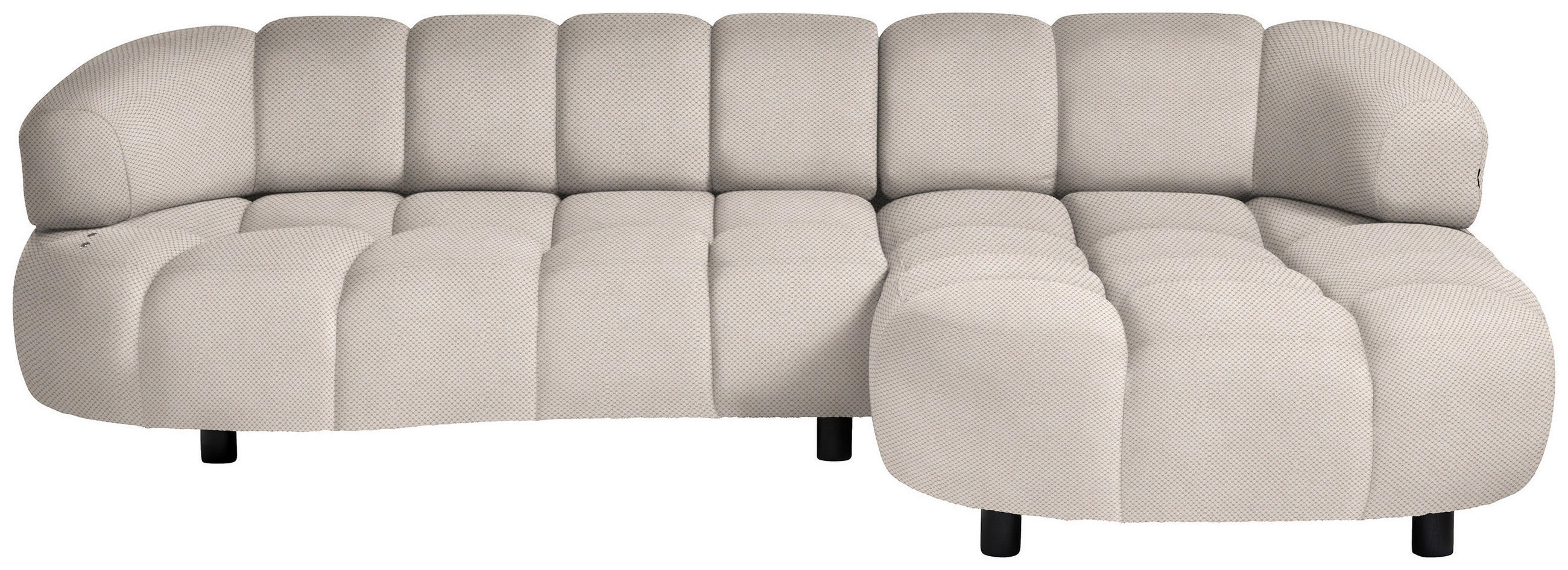 ECKSOFA in Webstoff Creme  284/183 cm  - Creme/Schwarz, Design, Holz/Textil (284/183cm) - Welnova
