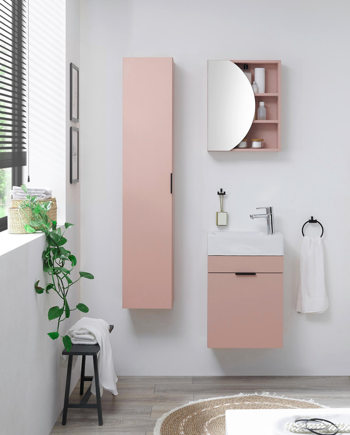 WASCHTISCHKOMBI  - Schwarz/Rosa, Trend, Holzwerkstoff/Metall (45/55/25cm) - MID.YOU