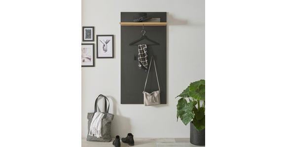GARDEROBENPANEEL in 64/130/28 cm - Schwarz/Eiche Artisan, Design, Holzwerkstoff (64/130/28cm) - Carryhome