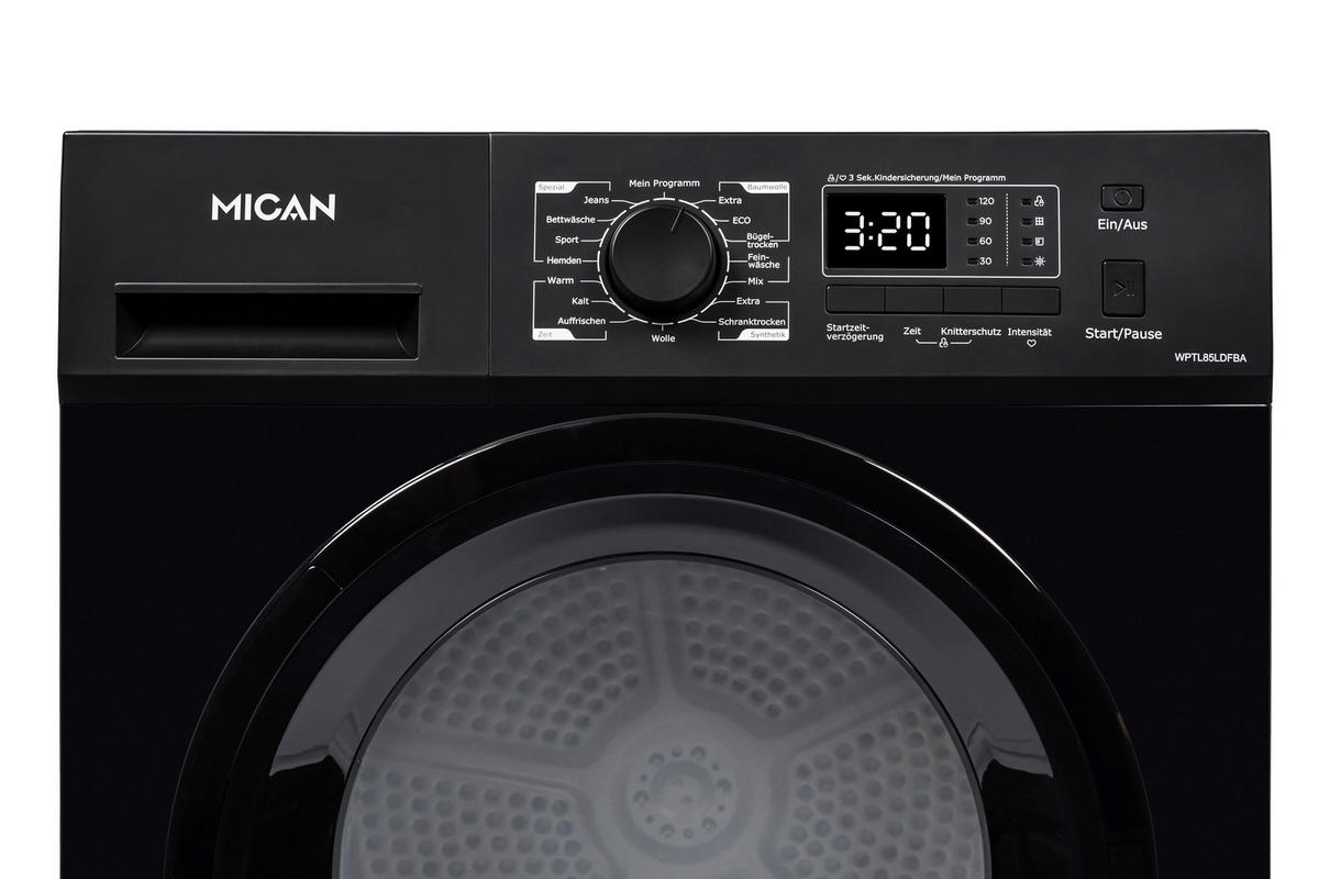 WÄRMEPUMPENTROCKNER WPTL85LDFBA  - Schwarz, Basics, Kunststoff/Metall (60/84,5/59,5cm) - Mican