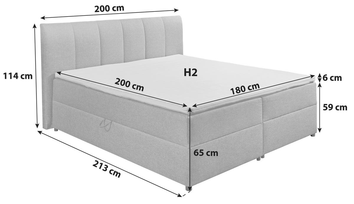 BOXSPRINGBETT 180/200 cm  in Anthrazit  - Anthrazit/Schwarz, Basics, Kunststoff/Textil (180/200cm) - MID.YOU