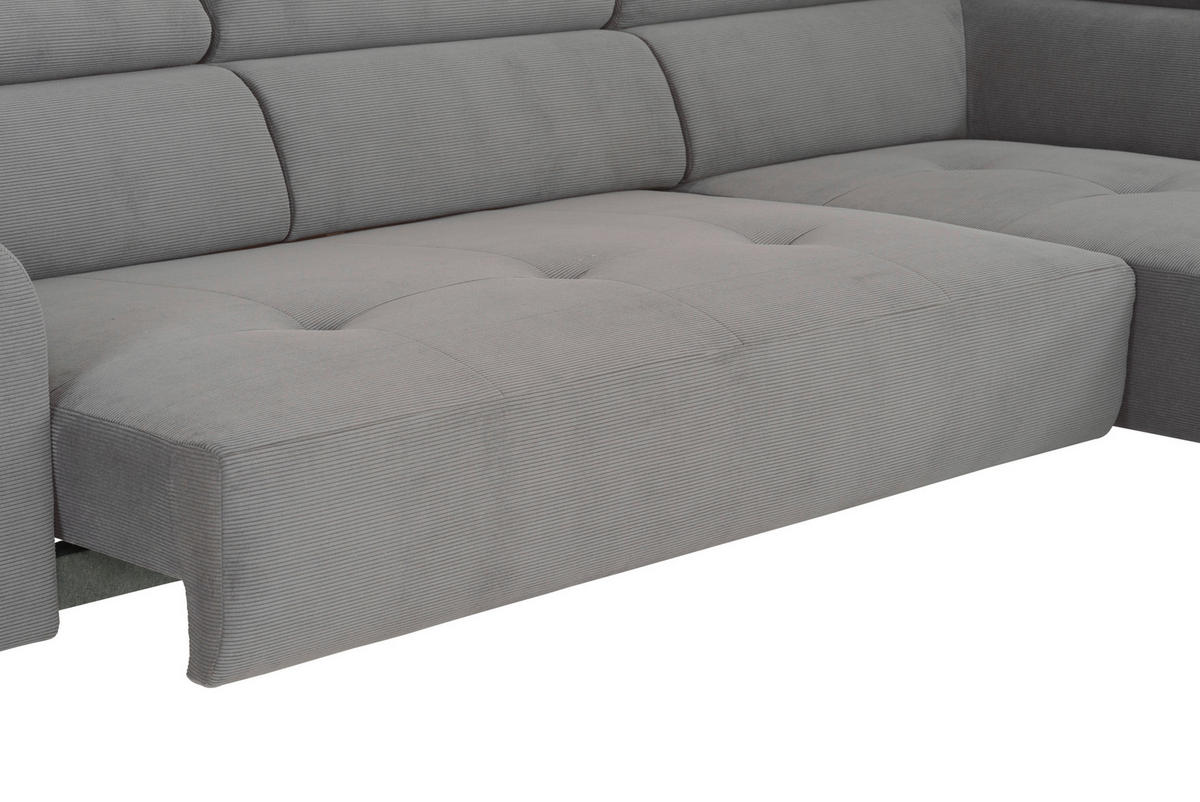 ECKSOFA Grau Feincord  - Schwarz/Grau, Design, Textil/Metall (280/205cm) - Xora
