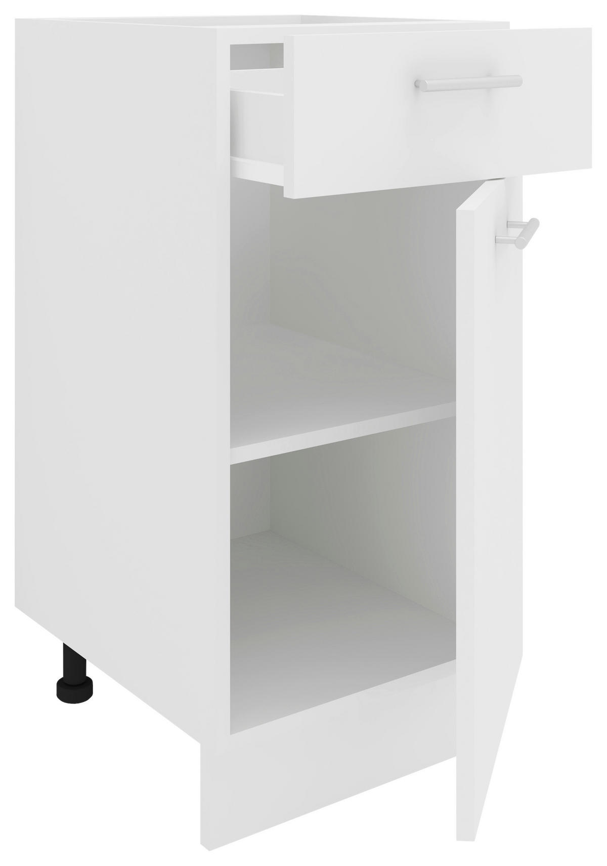 KÜCHENUNTERSCHRANK 40/82/46 cm  in Weiß  - Alufarben/Weiß, KONVENTIONELL, Holzwerkstoff/Metall (40/82/46cm) - MID.YOU
