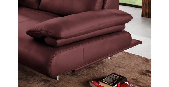 ECKSOFA in Echtleder Bordeaux  - Bordeaux/Schwarz, Design, Leder/Metall (231/305cm) - Dieter Knoll