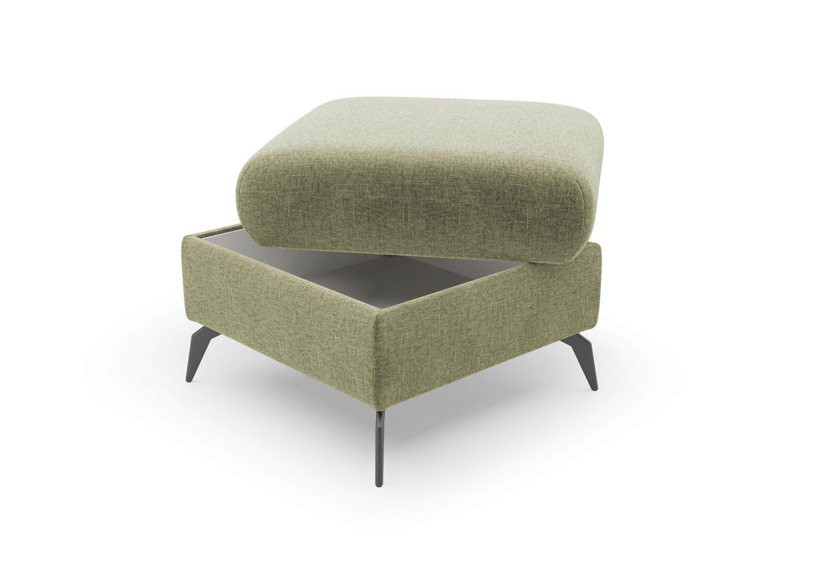 HOCKER Flachgewebe Hellgrün  - Schwarz/Hellgrün, KONVENTIONELL, Textil/Metall (58/50/58cm) - Sit & More