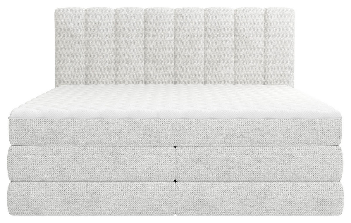 BOXSPRINGBETT 180/200 cm,  in Hellgrau, Bettkasten, Matratzen, H2 + H3 = mittel + fest  - Hellgrau/Schwarz, KONVENTIONELL, Kunststoff/Textil (180/200cm) - Carryhome