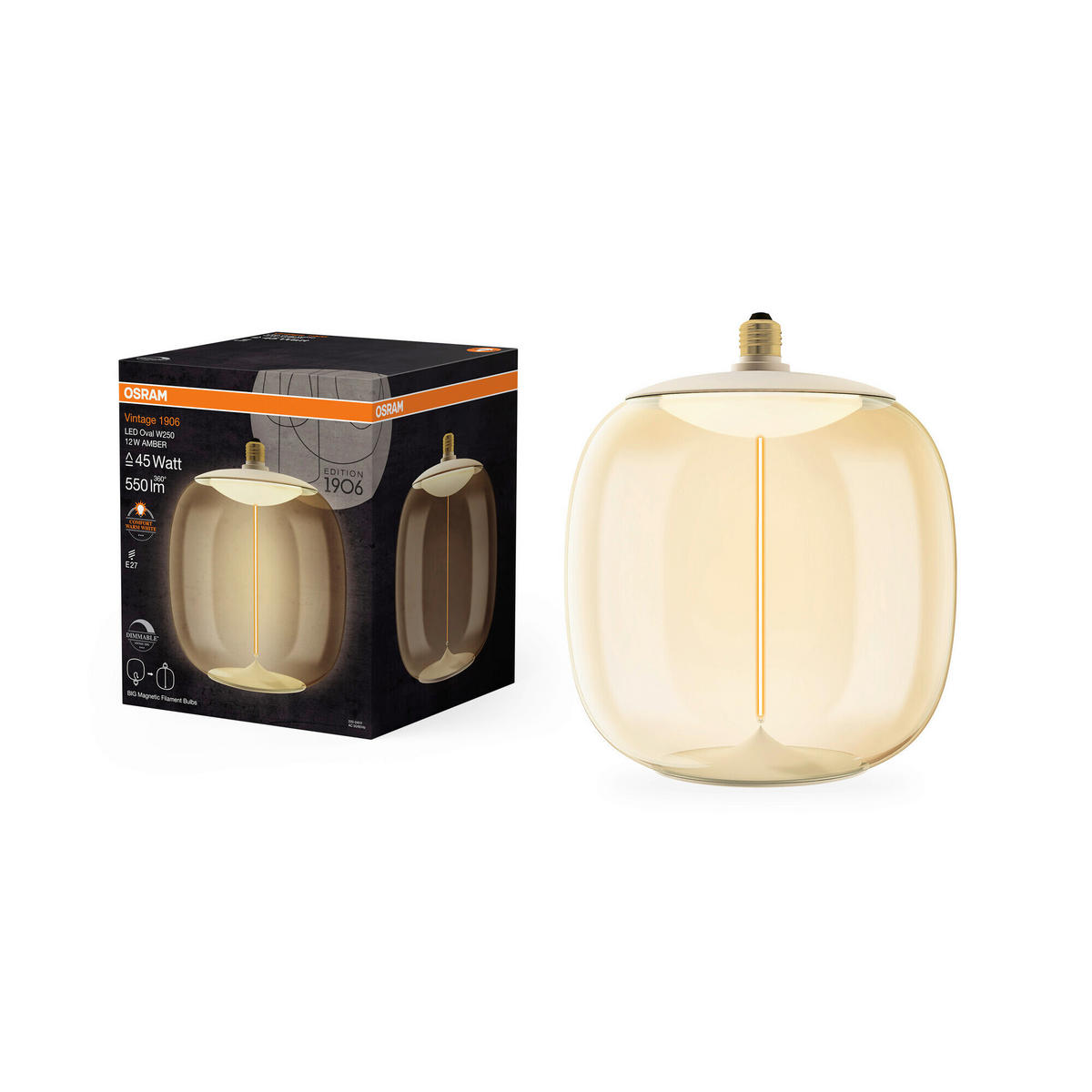 LED-LEUCHTMITTEL   E27 12 W 550 lm  - Bernsteinfarben, KONVENTIONELL, Kunststoff (25/30cm) - Osram