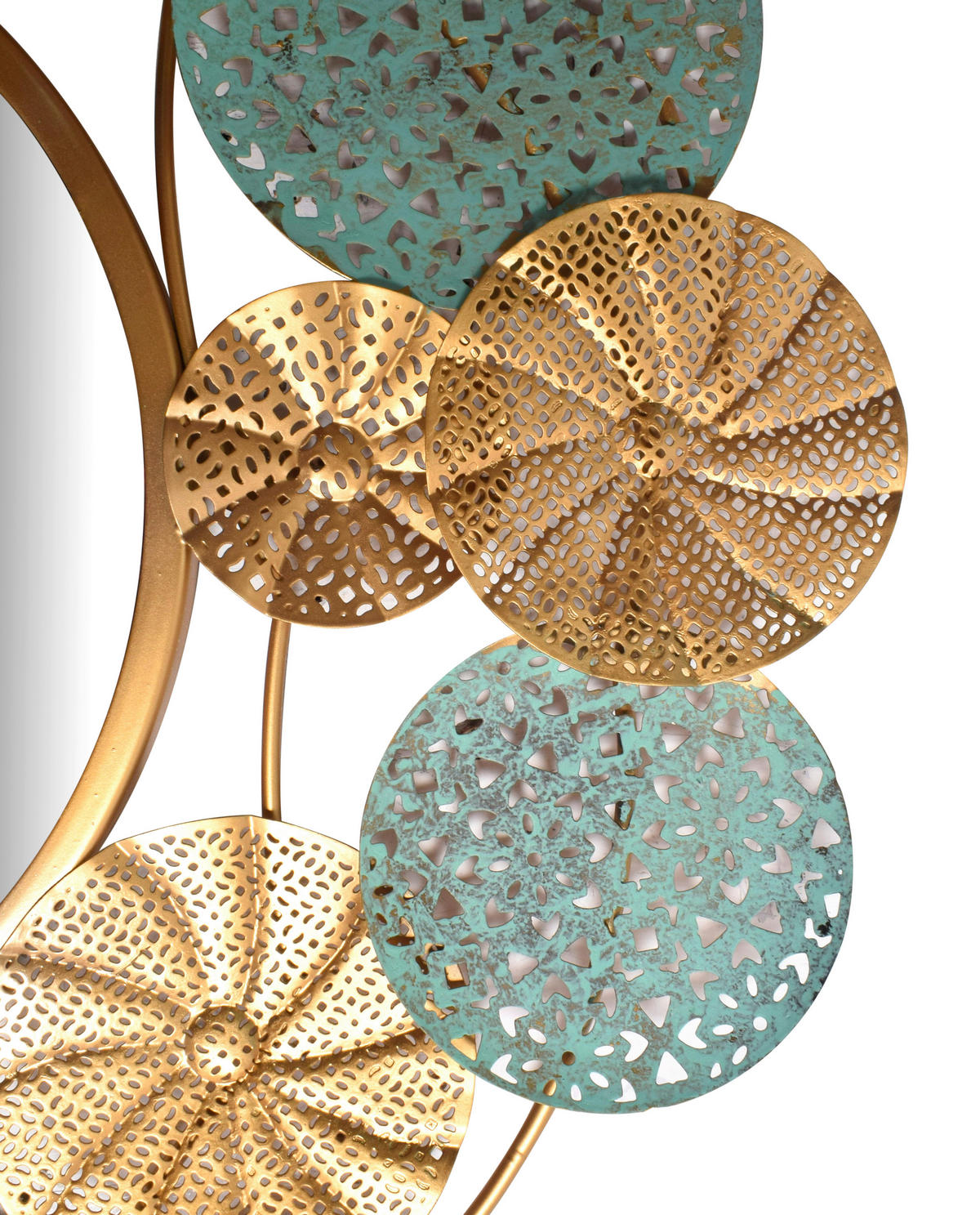 STENSKO OGLEDALO, 80/77/2,5 cm steklo  - zlate barve/zelena, Design, kovina/steklo (80/77/2,5cm) - MID.YOU