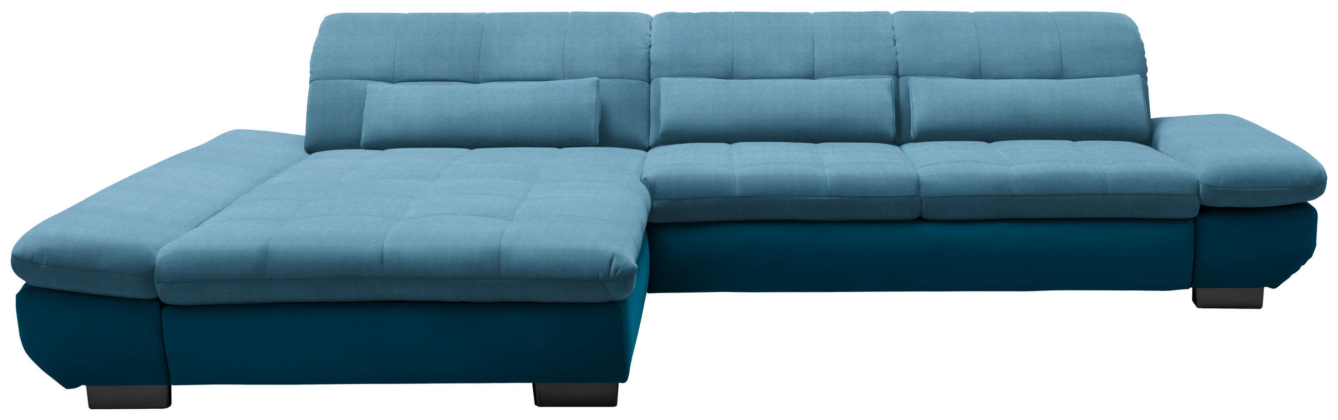 ECKSOFA in Mikrofaser Hellblau  - Schwarz/Hellblau, Design, Textil/Metall (204/341cm) - Xora