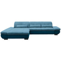 ECKSOFA in Mikrofaser Hellblau  204/341 cm  - Schwarz/Hellblau, Design, Textil/Metall (204/341cm) - Xora