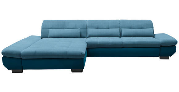 ECKSOFA in Mikrofaser Hellblau  - Schwarz/Hellblau, Design, Textil/Metall (204/341cm) - Xora