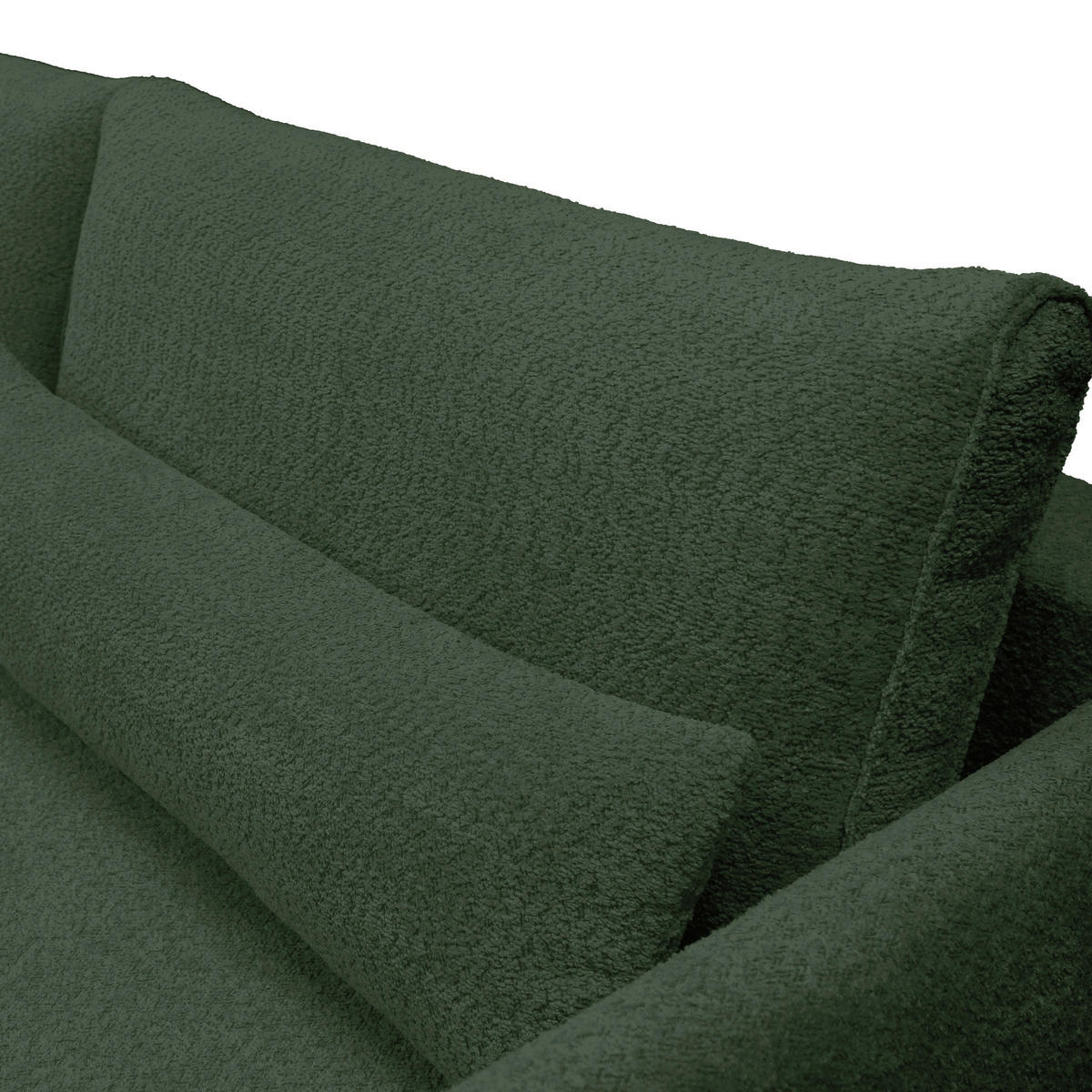 ECKSOFA Dunkelgrün Bouclé  - Dunkelgrün/Creme, Design, Textil/Metall (273/204cm) - MID.YOU