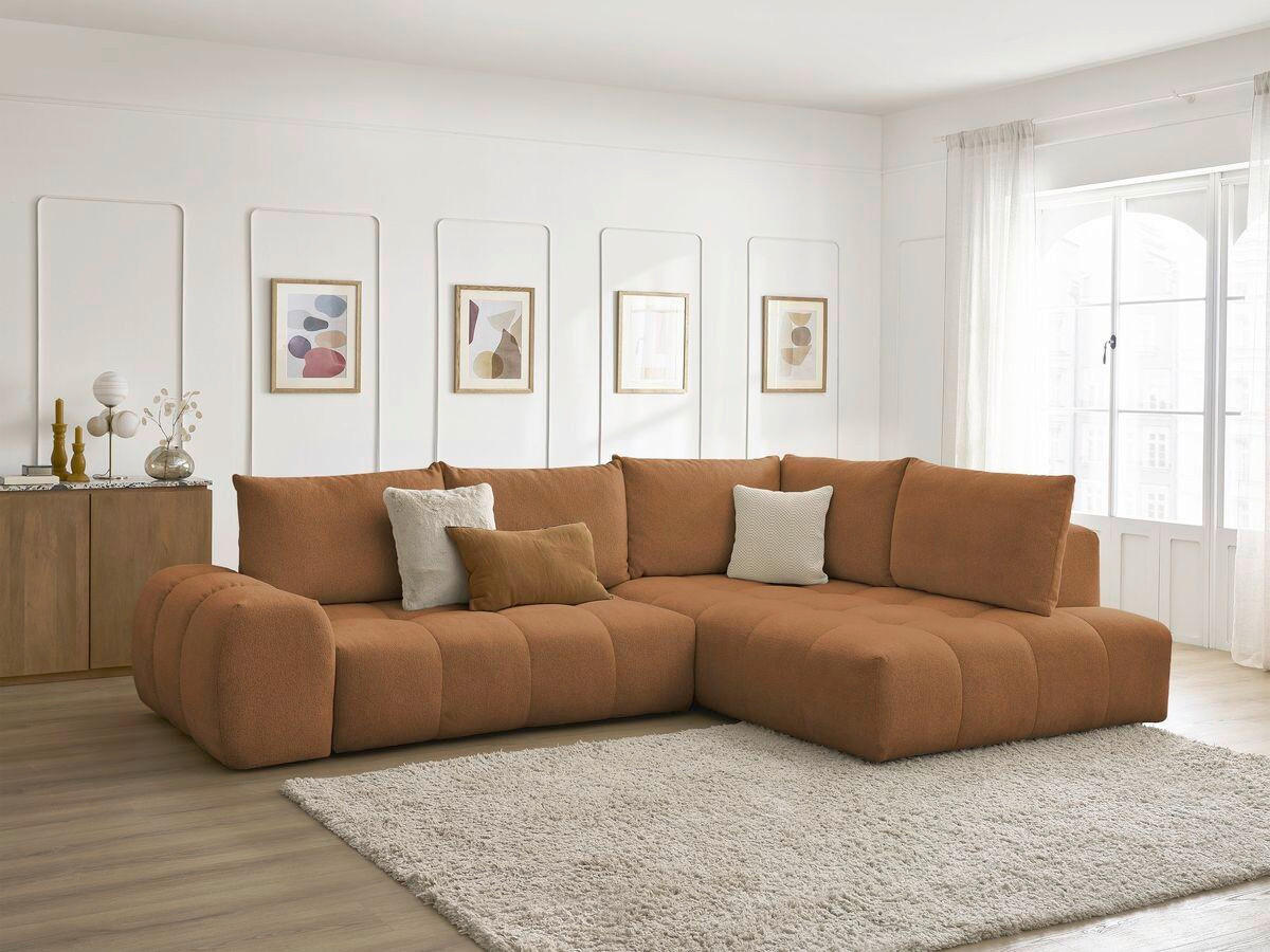 ECKSCHLAFSOFA EVEREST  mit Rücken echt, Armteil links, Armteil rechts Flachgewebe Orange  - Schwarz/Orange, MODERN, Kunststoff/Textil (320/212cm)
