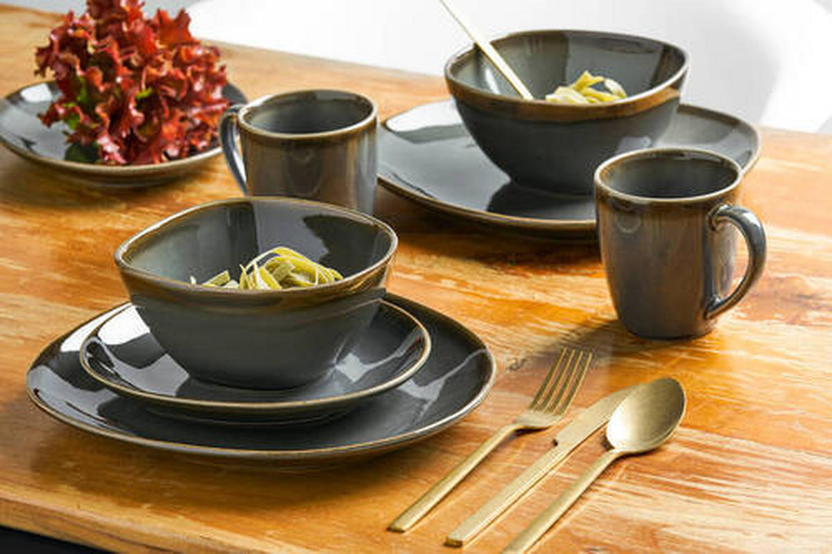 KOMBISERVICE Sines 8-teilig  - Grau, Konventionell, Keramik - Van Well